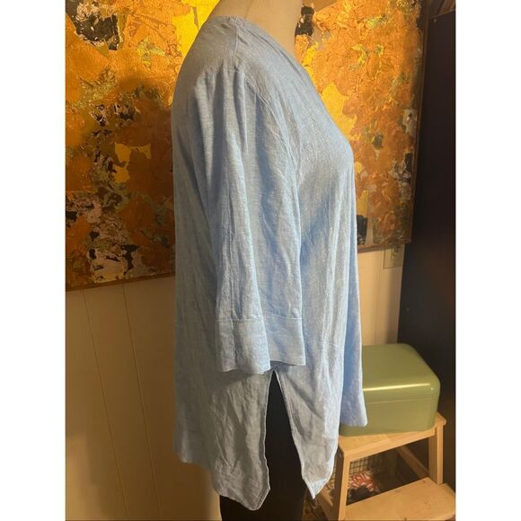 Lands' End Womens Linen Split Neck Tunic Soft Blue Linen 18 - Picture 5 of 9
